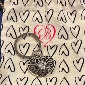 Brighton Silver Heart Keychain with Crystal Accent